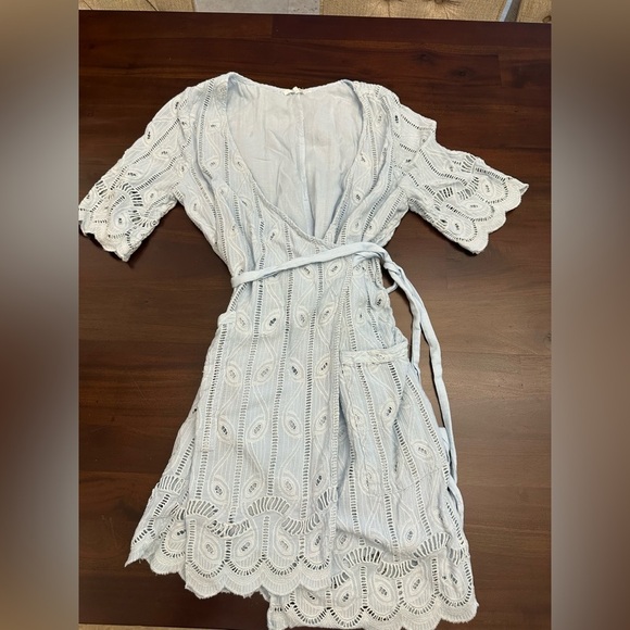 Tularosa Rocky Eyelet Wrap Dress in Baby Blue (D10) - Picture 2 of 6